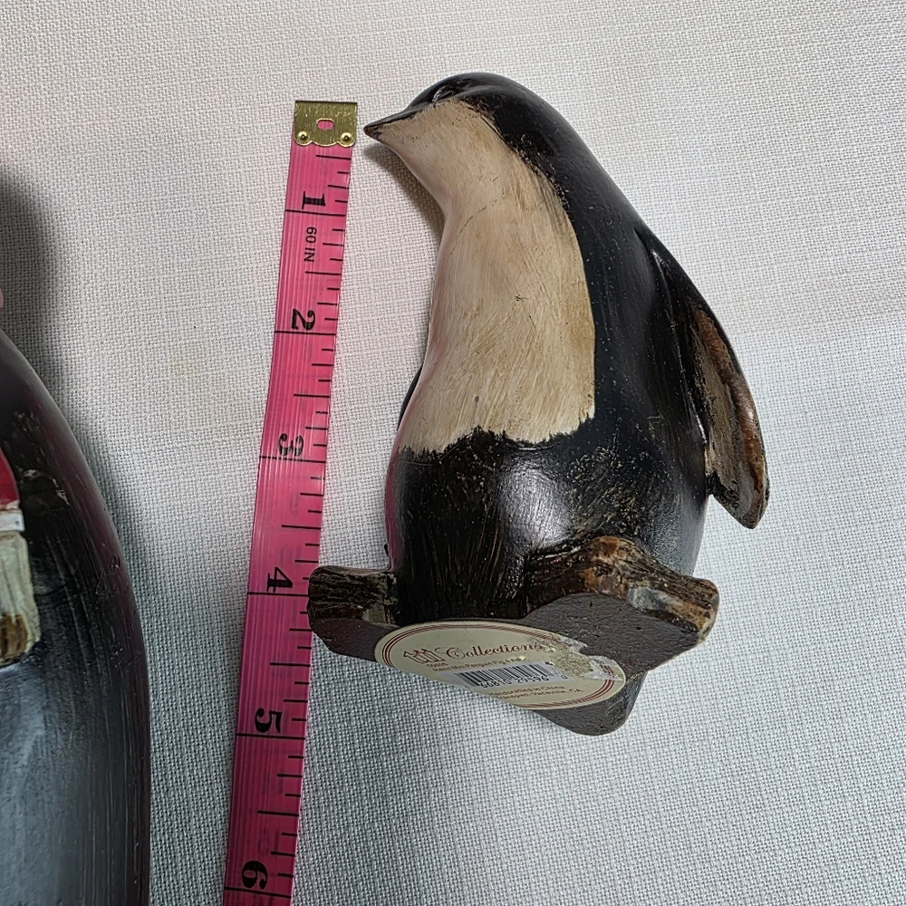 Festive Penguin Figurines with Red Scarves EUC Set Of 3